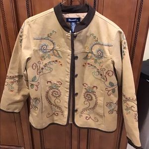 Y2k embellished Fall Denim & Co. Women jacket Button Cotton small